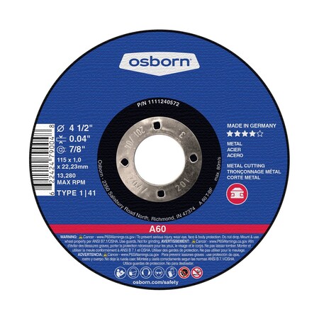 Osborn Cut T01, 6 X .040 X 7/8, A 60 1151240572